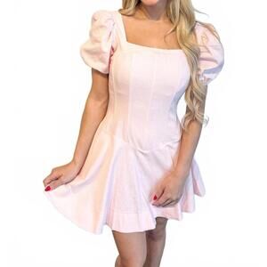 NEW NEEDII may puff sleeve mini dress in light pink